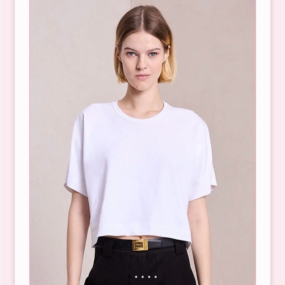 A.L.C. White Cropped Crewneck Tee